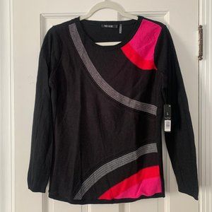 NWT Nic+Zoe Inner Circle Sweater - Black and Pink - Large